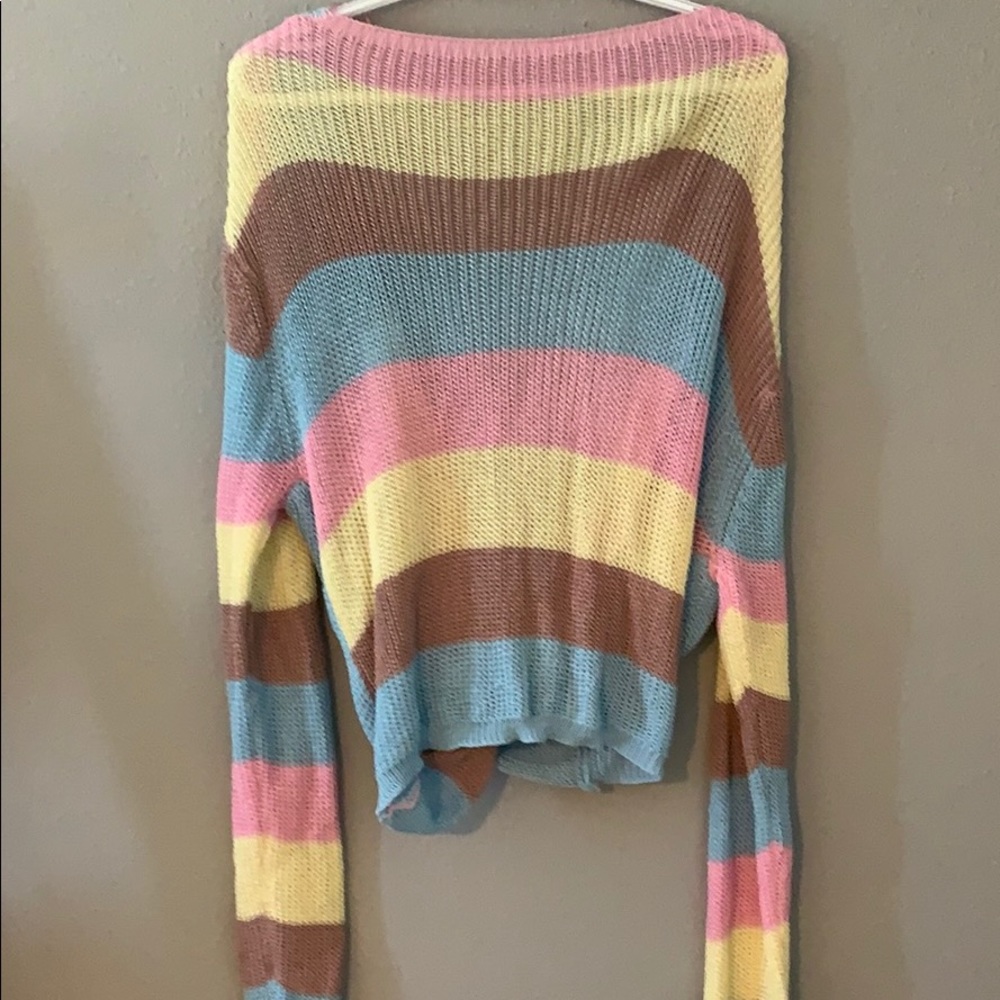 Open back colorful sweater!